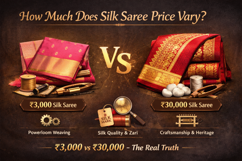 Silk saree price difference comparison