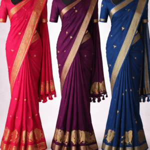 Elegant Viscose Georgette Saree with Zari Border & Butta Motifs